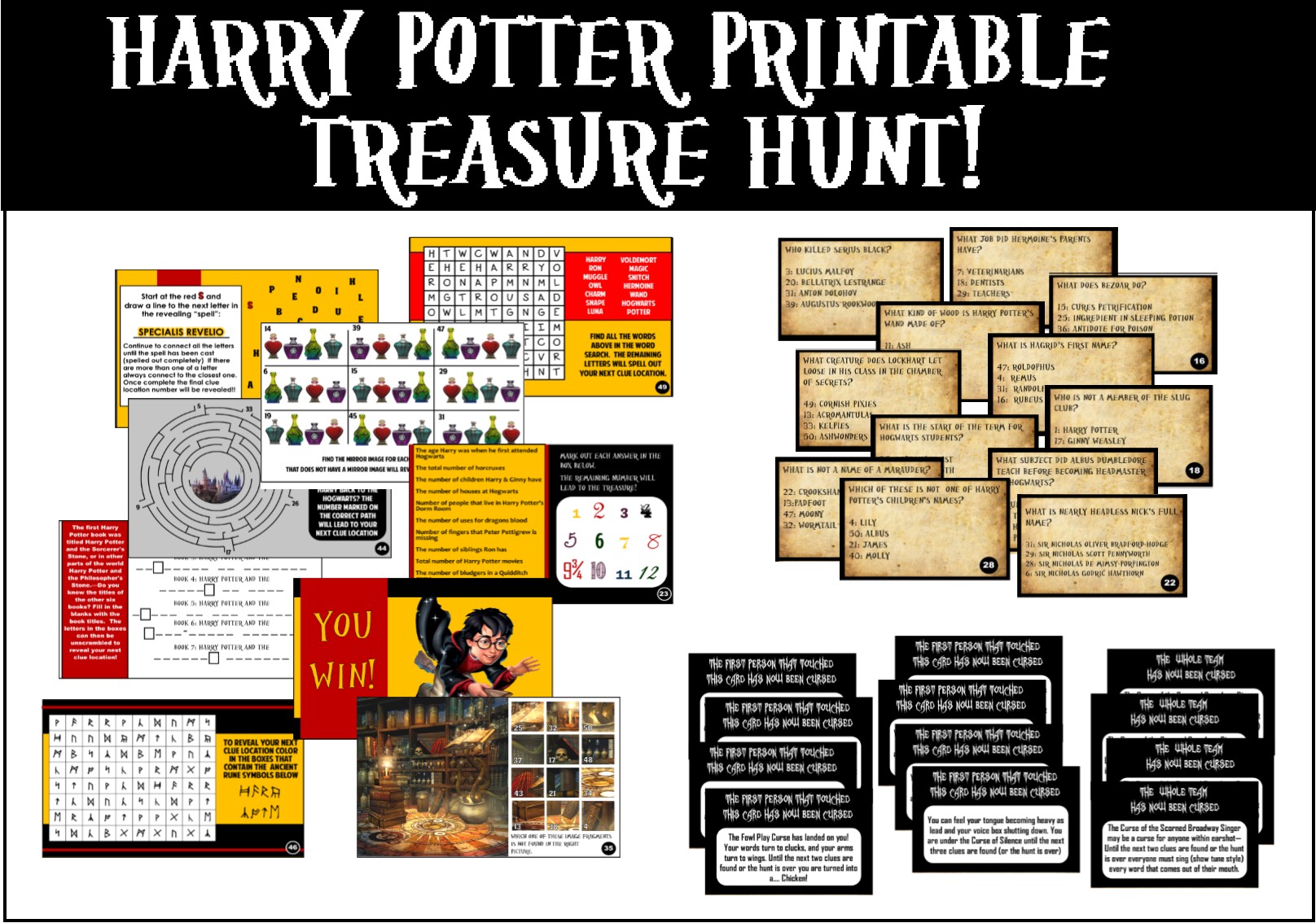 Printable Harry Potter Trivia Treasure Hunt