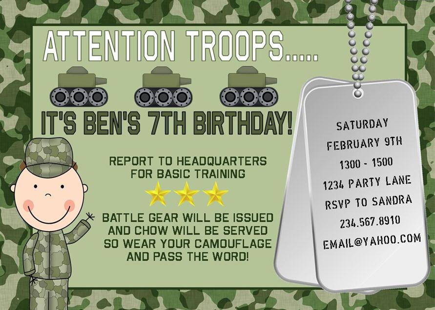 Army Birthday Party Invitations