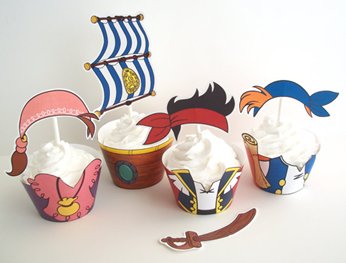Pirate Party Decorations on Printable Pirate Themed Cupcake Wrappers And Toppers  They Include