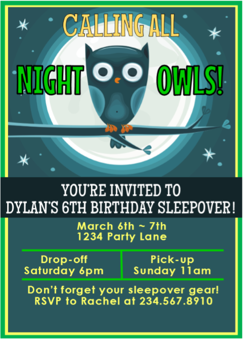 boys sleepover invitation