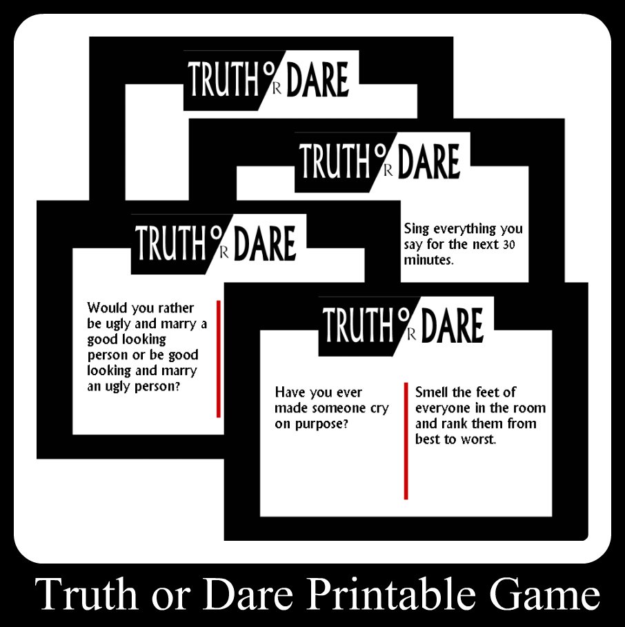 Truth Or Dare Printable Game Cards