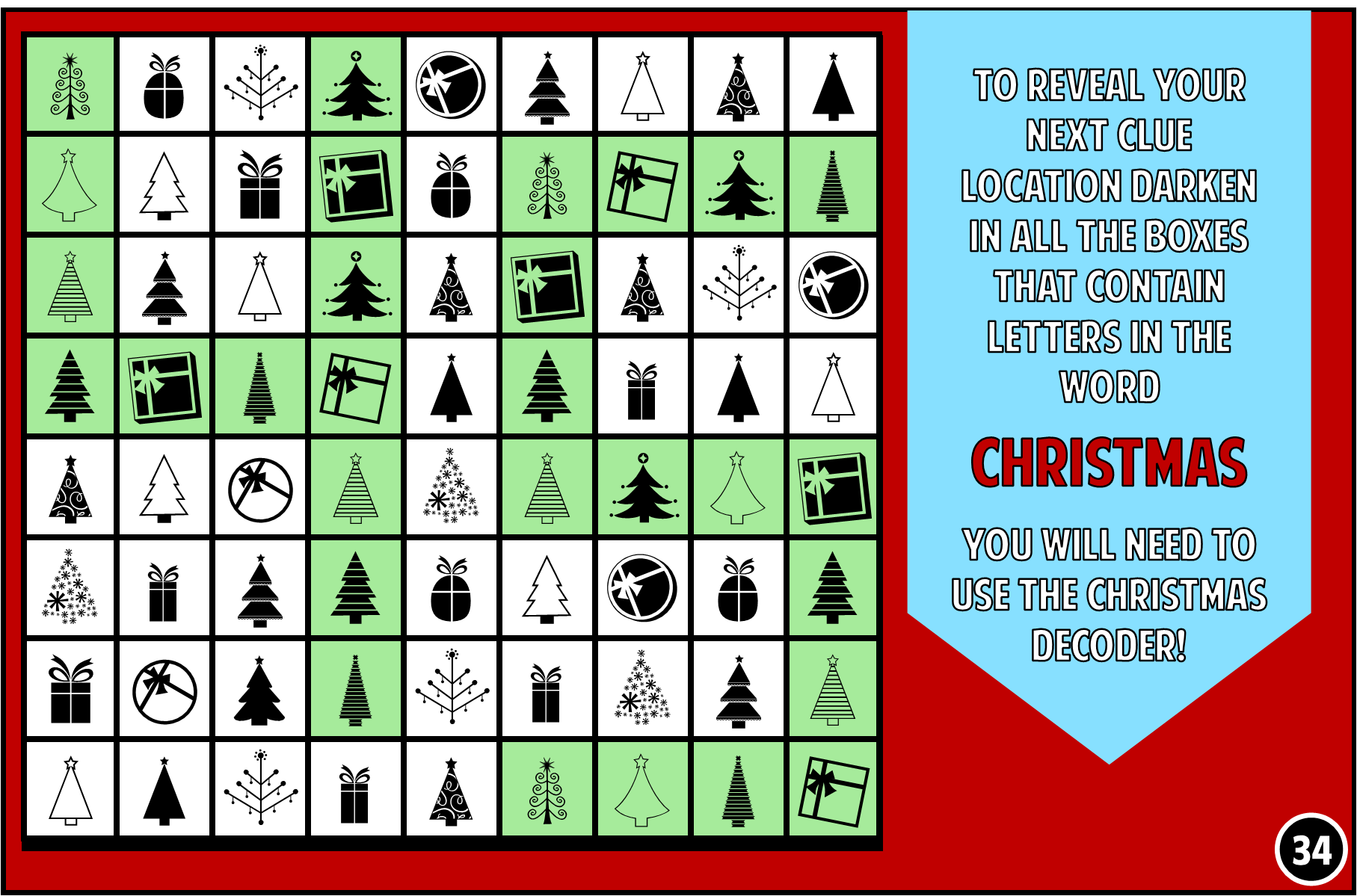Kids Christmas Treasure Hunt Party Game Printable