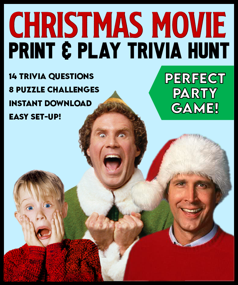 Printable Christmas Movie Trivia Game Treasure Hunt!