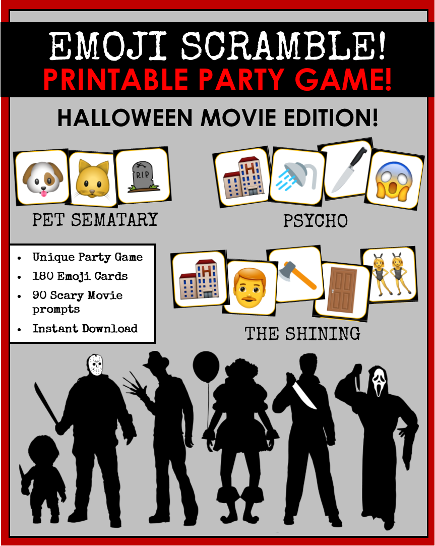 Scary Movie Emoji Scramble Printable Party Game