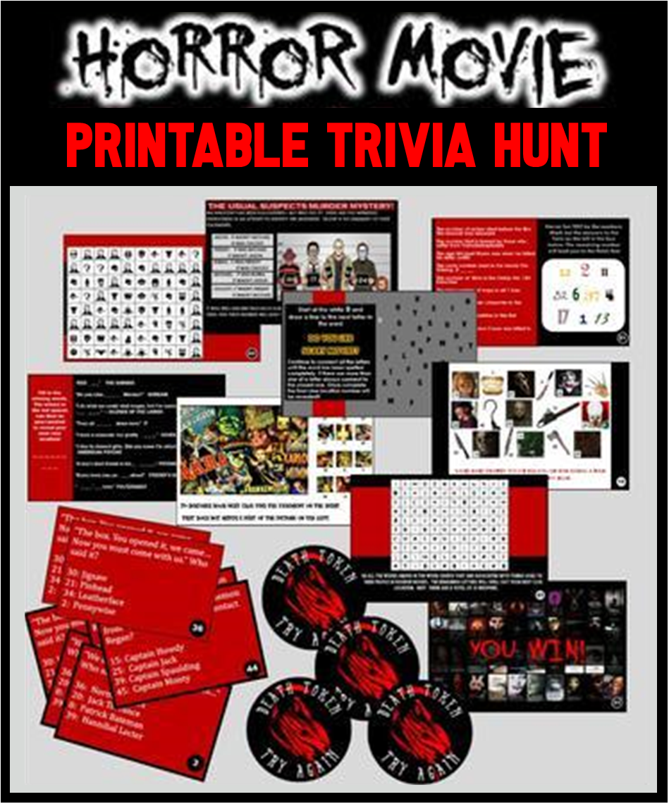 Horror Movie Party Game Printable Horror Flick Trivia Treasure Hunt