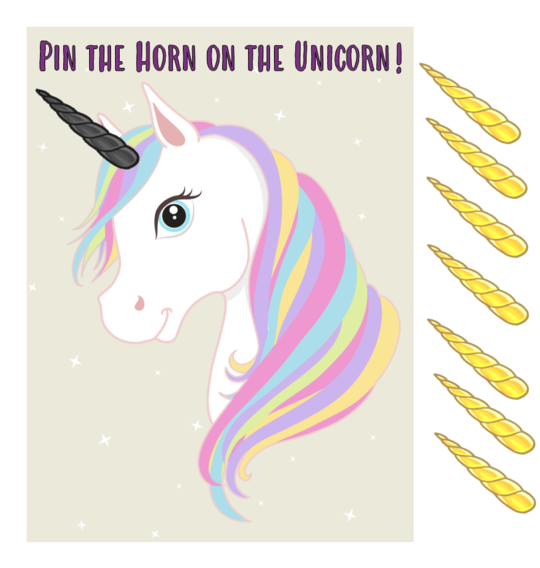 Zcoins Pin the Horn on the Unicorn Party Game Prizes for Kids Unicorn Pinata 
