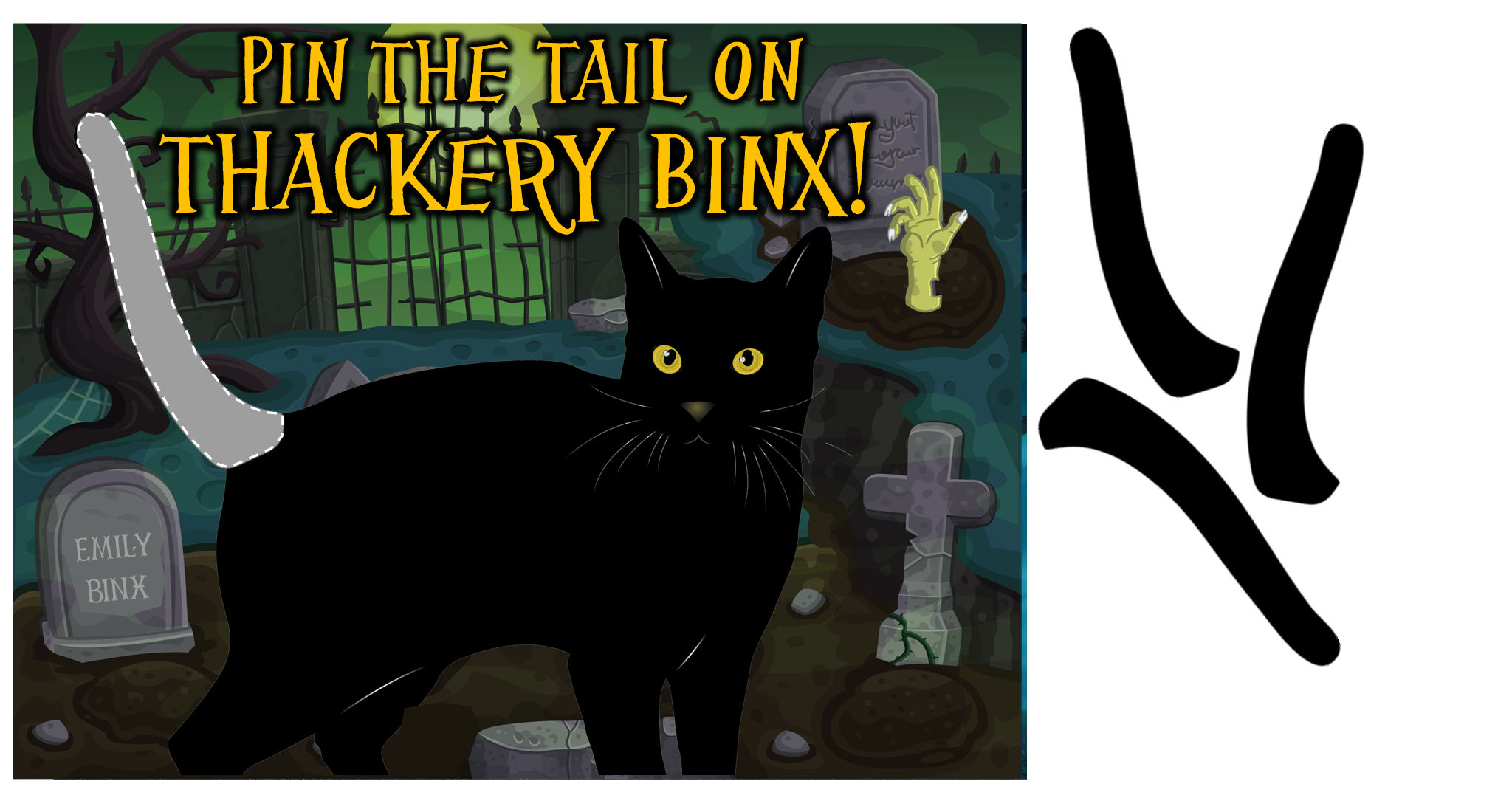 Pin the Tail on the Cat Printable Game. Instant Download 