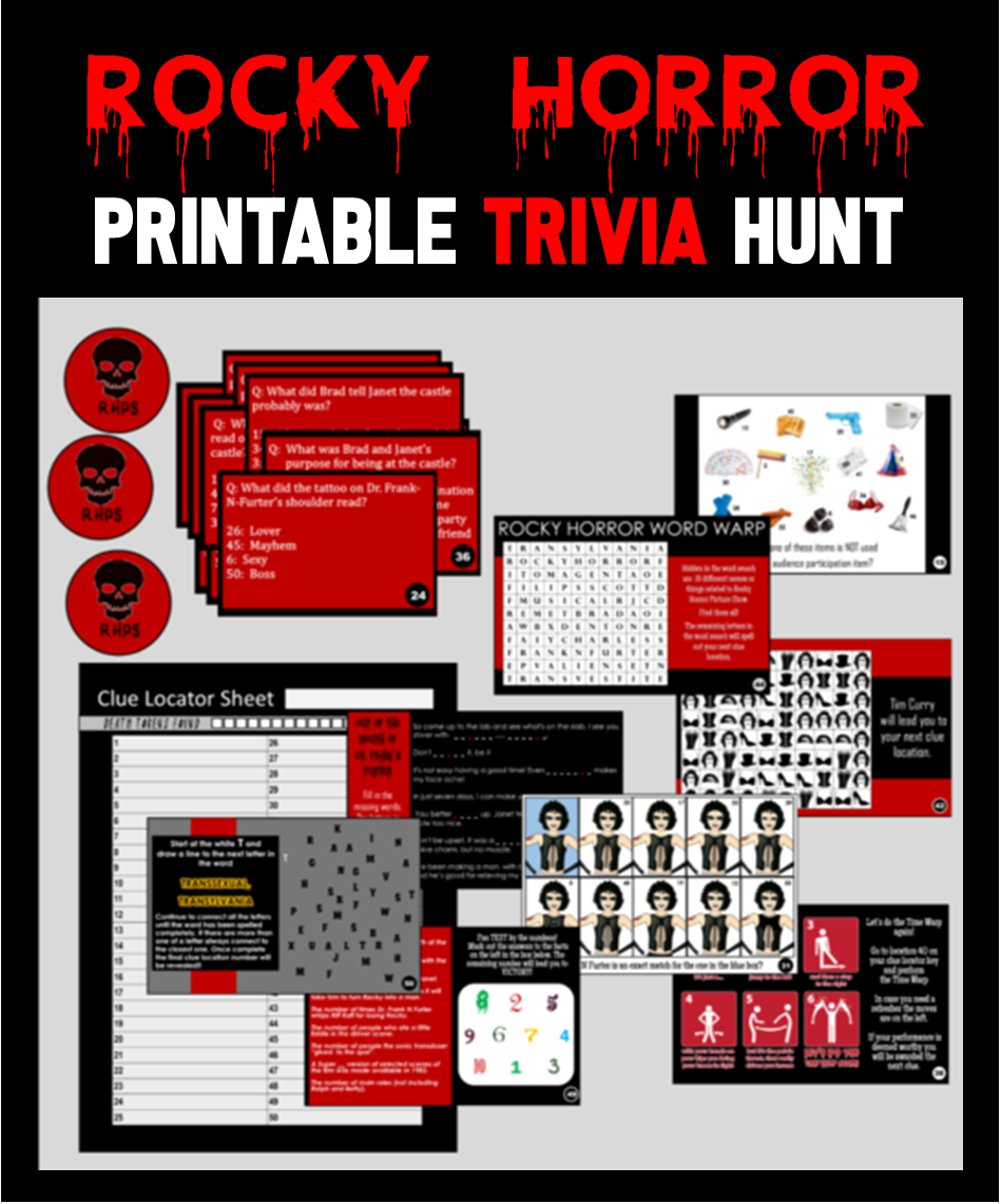 Rocky Horror Trivia Printable Treasure Hunt