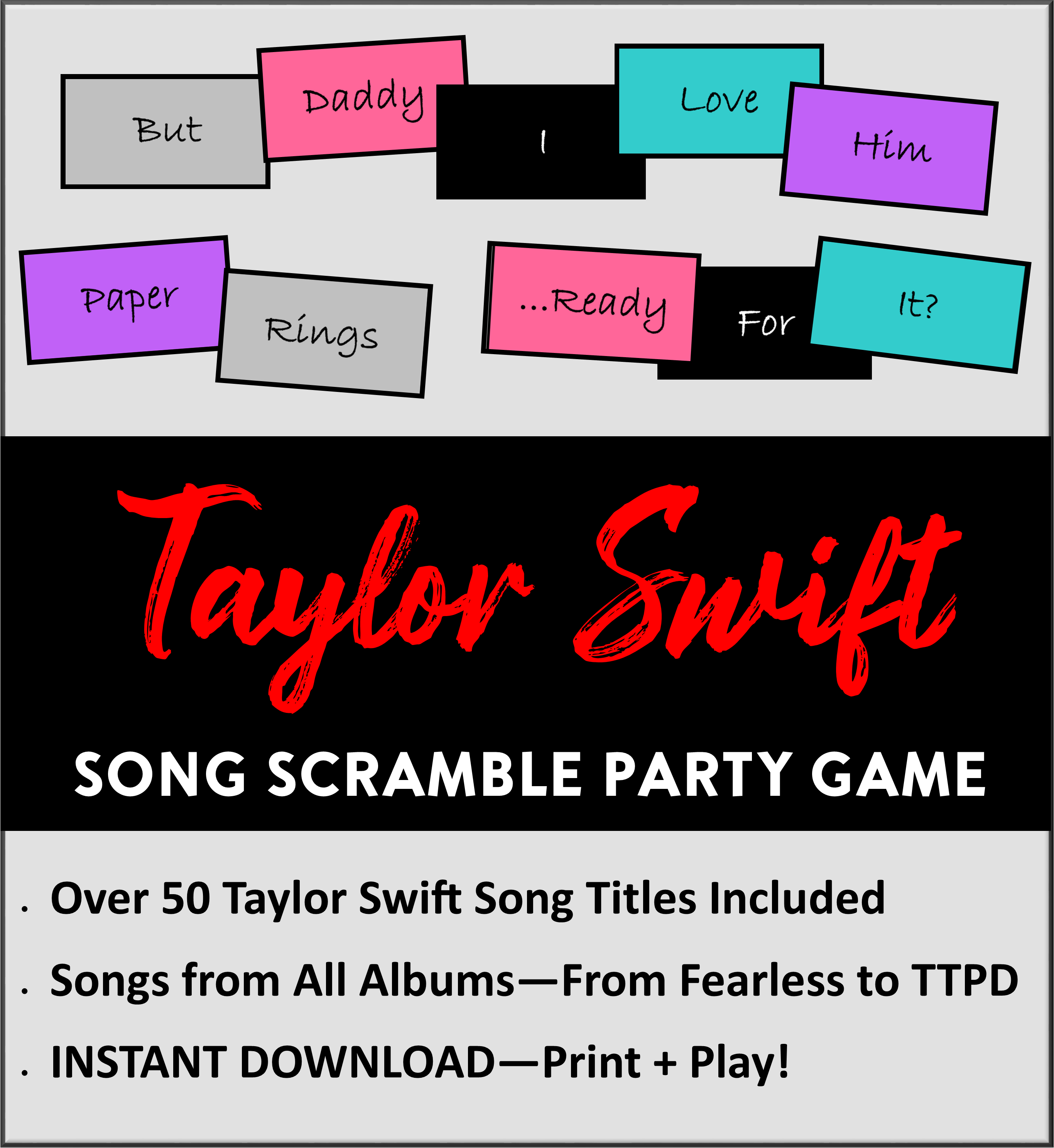 TAYLOR SWIFT Game Drinking customized Printable digital