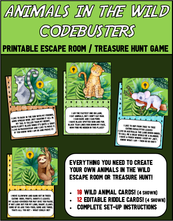 Safari Animal Treasure Hunt - Printable Kids Party Game!